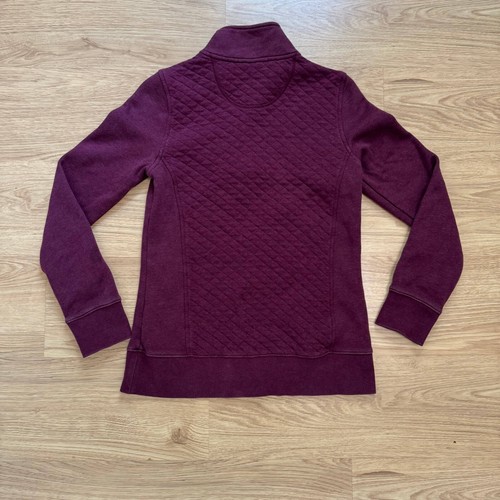 LL Bean Pullover Felpa Donna XS Alta Viola Trapuntata 1/4 Zip Pile Cotone - Foto 8 di 9
