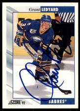 1992-93 Score Grant Ledyard On Card IP Auto Buffalo Sabres #358 *Noles2148*