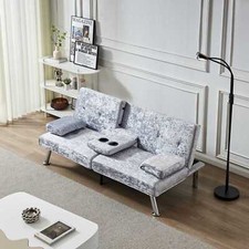 Sofa Bed Fabric Manhattan Recliner 3 Seater Modern Luxury Design Velvet Grey