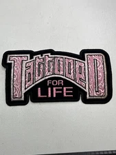 LARGE SIZE BIKER BABE Patch TATTOOED FOR LIFE Pink Letter Hot Woman Tattoo T151