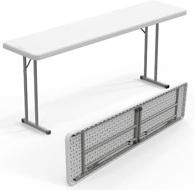 6 FT Narrow Folding Table,Premium Quality HDPE Material and Sturdy Metal Frame