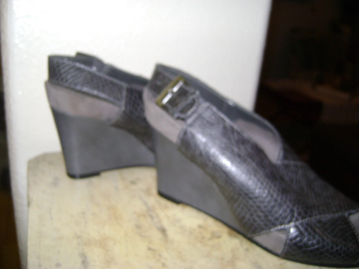 Aerology aerosoles Charcoal Leather wedge heels slingback sandals