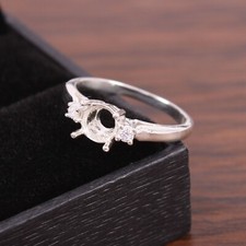 925 Sterling Silver Jewelry Semi Mount Ring Stone Setting Size 6X6 MM Round Shap