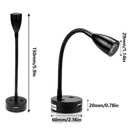 2x 12V LED Pared Spot Luz de lectura Interruptor táctil Barco Autocaravana Lámpara de lectura - Imagen 16 de 16