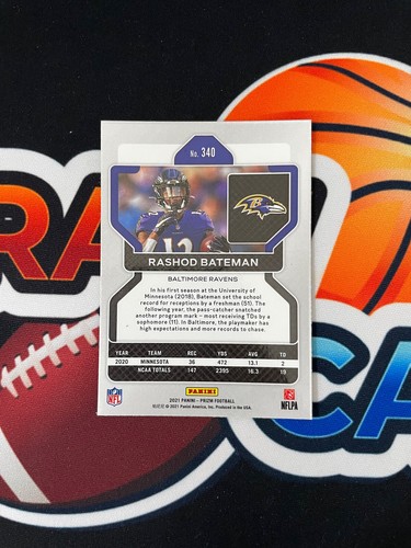 2021 Panini Prizm #340 Rashod Bateman Base Rookie RC Baltimore Ravens - Bild 2 von 2