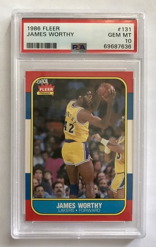 1986 Fleer 131 James Worthy Rookie Card RC PSA 10 Gem Mint Lakers HOF 1986 Fleer 131 James Worthy Rookie Card RC PSA 10 Gem Mint Lakers HOF