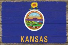 Kansas State Flag Wood Sign Rustic Wall D cor Gift 12x18 B3-12180051016