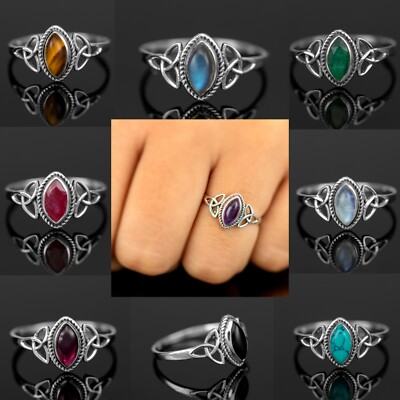 Marquise Cut Moonstone 925 Sterling Silver Gemstone Ladies Ring Jewellery Gift