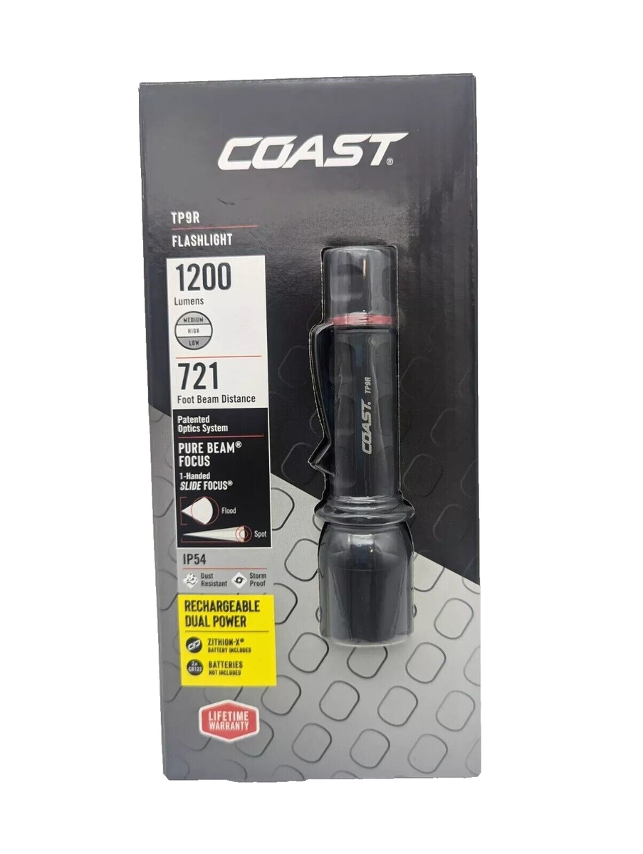 COAST TP9R 1200 Lumen LED Rechargeable Flashlight Dual Power COAST TP9R 1200 Lumen LED Rechargeable Flashlight Dual Power