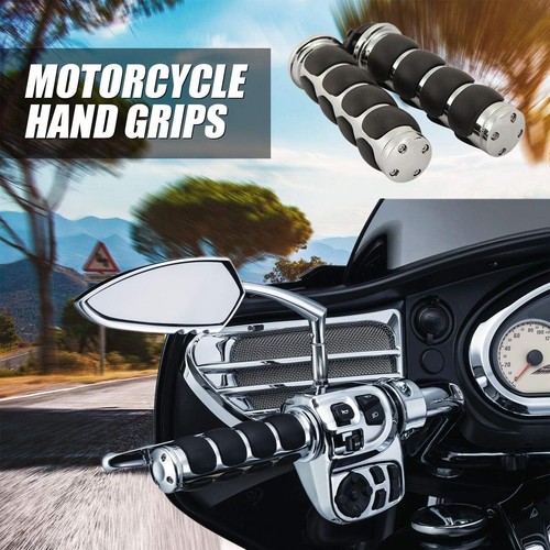 Premium Motorcycle Hand Grips 7/8" Chrome Black - Fits Suzuki, Kawasaki, Yamaha - Picture 8 of 9