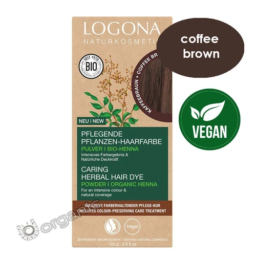 Logona Organic Natural Coffee Brown Herbal Hair Colour Dye 100g Chemical Free
