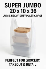 Jumbo T-Shirt Bags 20x10x36 – .71 Mil Heavy-Duty Plastic Grocery Takeout Bags