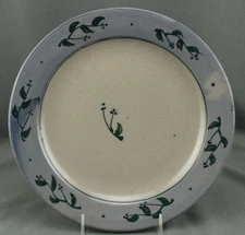 Rowe Pottery Works Salt Glazed Dinner Plate 10 3/4" Green Leaves