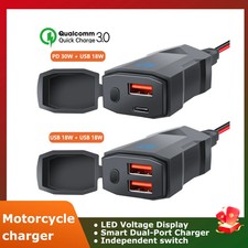 Motorcycle Phone Charger Dual USB Type C PD Quick Charge 3.0 Charger Waterproof
