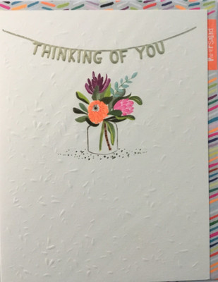 Paper Salad- Thinking of You-Vase of Flowers- Embossed-Foil- Decorative Envelope