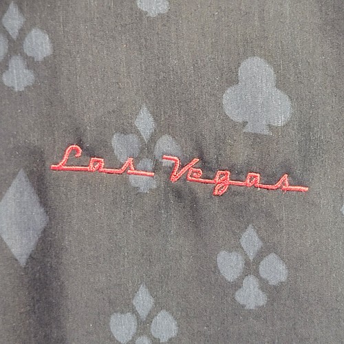 Vintage XNT Shirt Mens 2XL Black Red Camp Collar Las Vegas Casino Flames Button - Picture 2 of 15