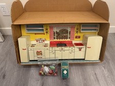 Vintage 1950's Louis Marx Toy Litho Pretty Maid Play Kitchen Set  Accessories