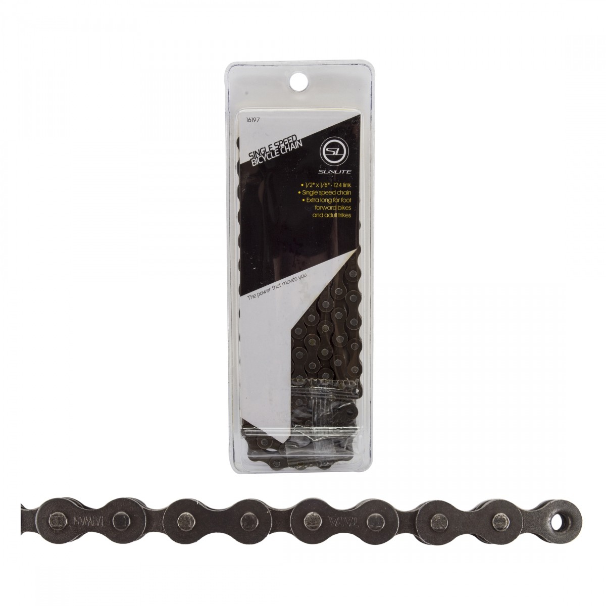 Sunlite SCN-SS Single Speed Bicycle Chain - 124 Links Steel Black 4390₽