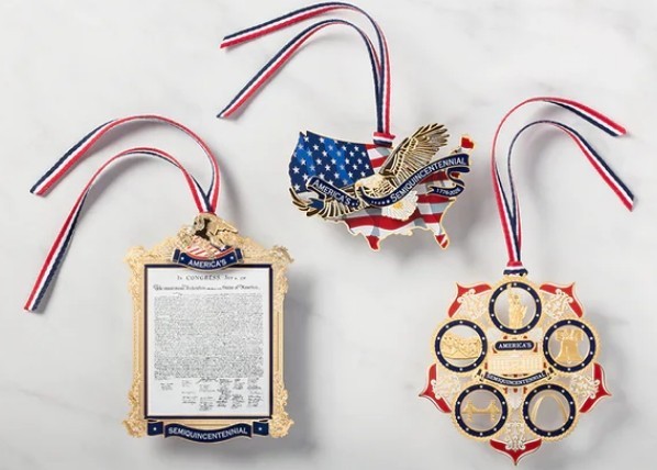 America's 250th Anniversary Ornament Bundle - 3 Piece Commemorate Set