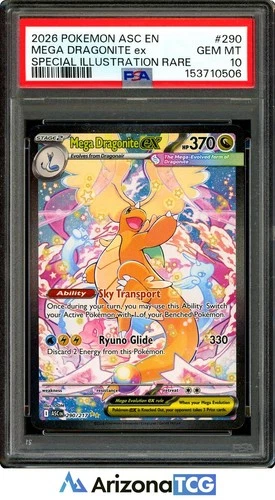 Pokemon 2026 Mega Dragonite ex 290 SIR Ascended Heroes GEM MINT PSA 10