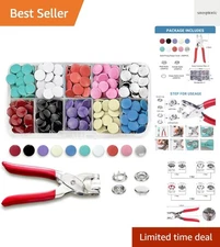300 Sets Metal Snap Buttons Kit with Pliers - 10 Vibrant Colors for DIY Crafting