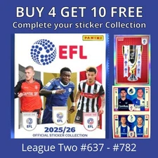 EFL 2026 Panini Football Stickers - 2025/26 League Two #637 - #782