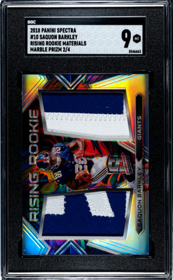 2018 Panini Spectra #10 Saquon Barkley Rising Rookie Mat. Marble Prizm /4 SGC 9