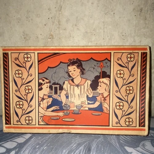 Ohio Art Co. Vintage Children's Tin Tea Set Original Box Colorful