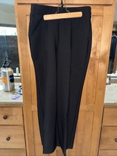 Women  s Black Dress Pant Comfort Pull In Faux Pleat Work Wear Size Large Dressy