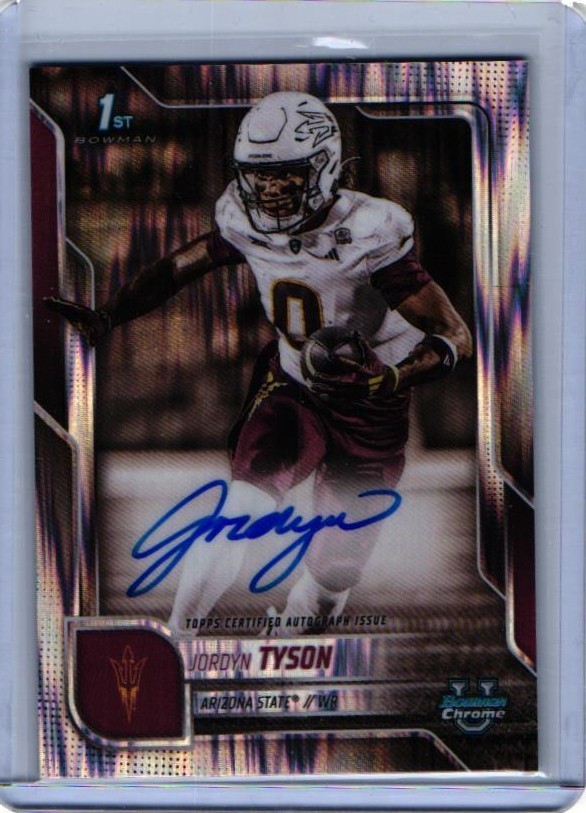 2025 Bowman University Chrome 1st Jordyn Tyson Arizona State Rookie Stealth Auto