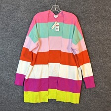 Crown  Ivy Womens Long Cardigan Sweater Size Medium Multi Color Open Front Cozy