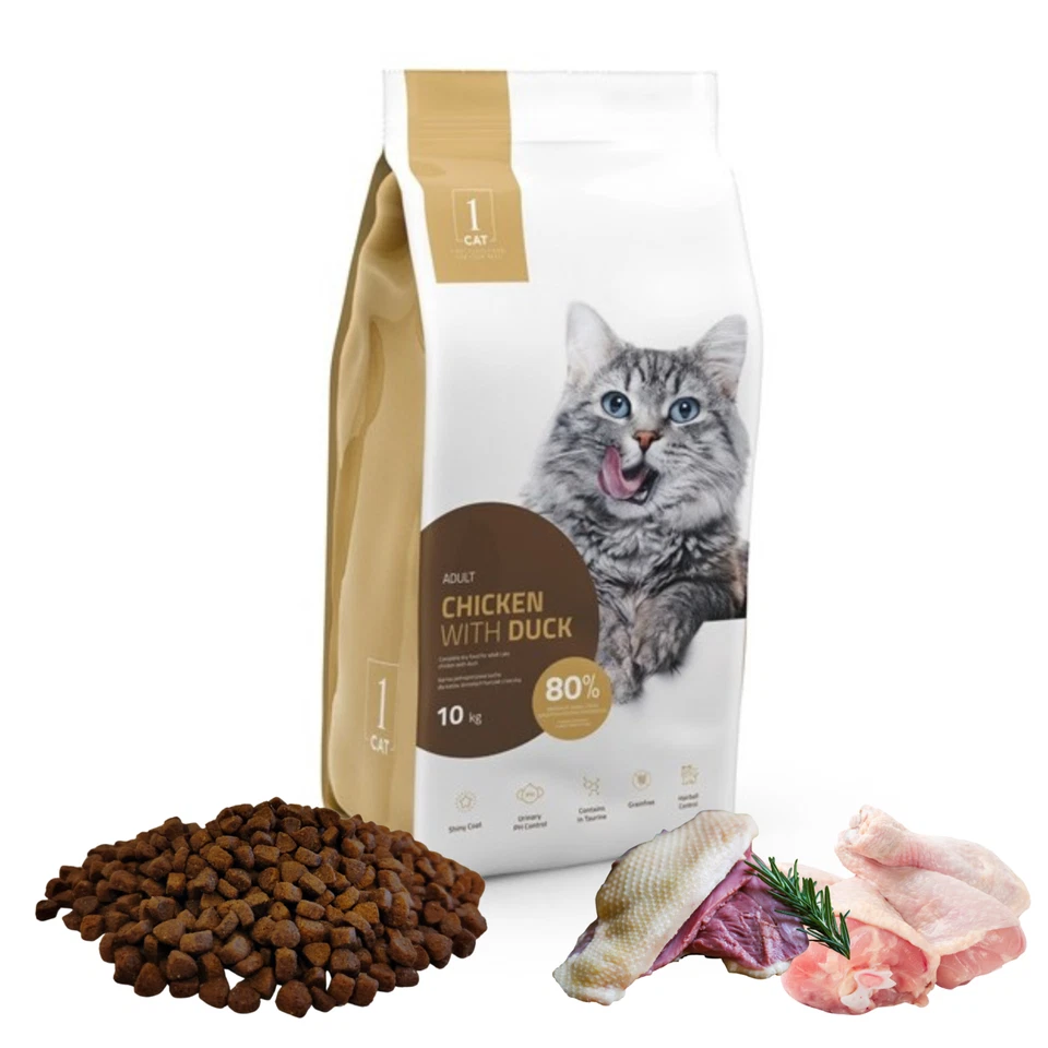 Getreidefreies Trockenfutter Katze 10 kg mit Huhn Ente Katzenfutter 1 CAT - Bild 3 von 4