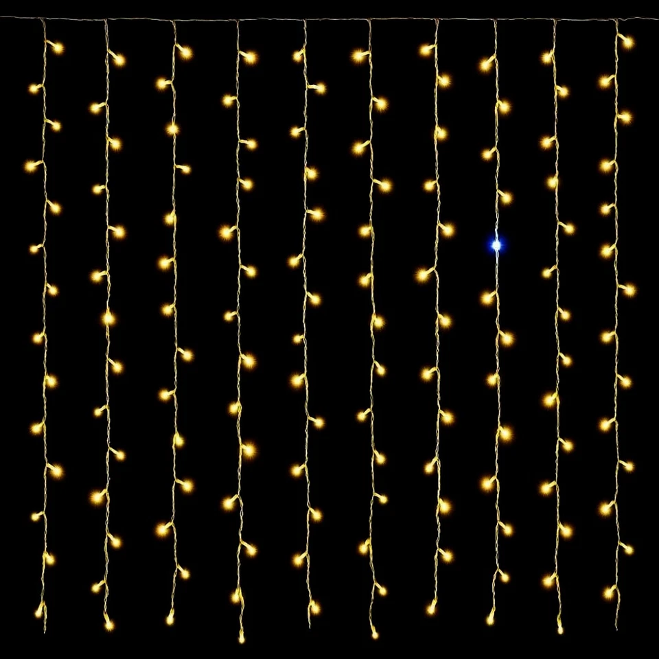 gloca Tenda 200LED 2m X 2m Filo Bianco Flash Bianco IP65 (Luce Gialla)