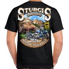 T-Shirt 2026 Sturgis Motorcycle Rally Rushmore Bison Limited Edition No Harley