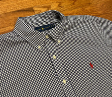 Polo Ralph Lauren Button Down Shirt Mens XL Blue White Gingham Check Pony Casual
