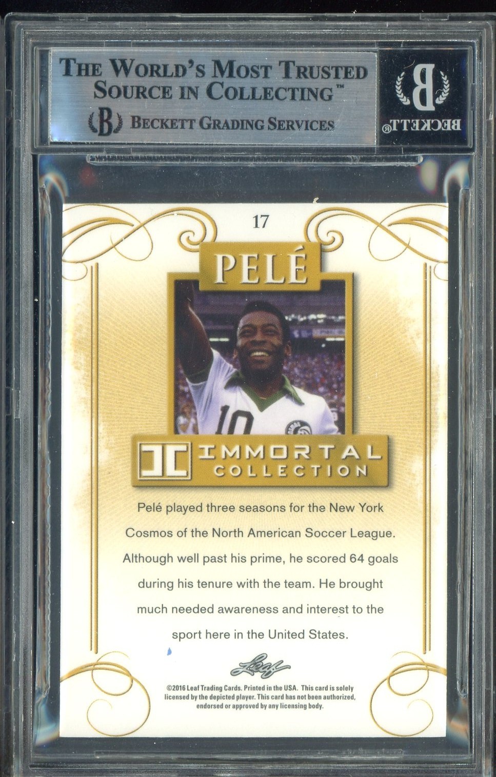 Pele Signed 2016 Leaf Immortals Soccer Green #17 4/20 AUTO BGS BAS view 2