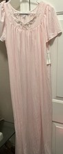 Miss Elaine Classics Silky Nylon Embroidered Nightgown Slip On sz M--NWT