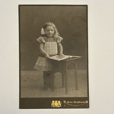 Cabinet Card Photo Cute Little Girl Adorable Toddler in Pleated Checked Dress