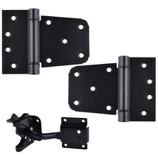 Self-Closing Gate Hardware Kit,1 Pack Self-locking Gate Latch and 2 Pack 3.5i...