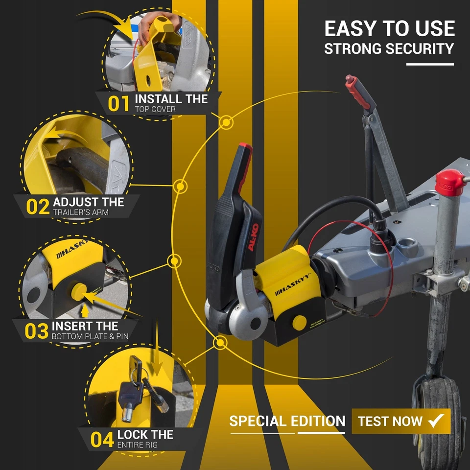 Anhängerschloss Wohnwagen Antischlingerkupplung Diebstahlschutz Hitch Lock - Bild 4 von 4