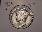 1939-S MERCURY DIME VF POPULAR DATE SHIPS FREE
