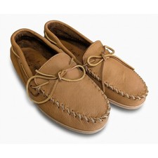 Minnetonka Moccasin Men's Leather Driver Tan Hand Stitched Large Size 10 M
