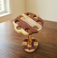 Handcrafted Wood Walking Cane Stand - 8 Slot Floor Holder - 22" Solid Wood Rack