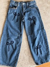 Girls barrel leg jeans by Old Navy size 12 with bows coquette