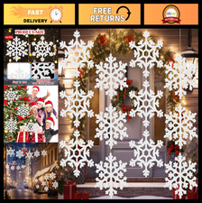 18 Pcs Large White Snowflake Ornaments 8" Hanging Decorations for Winter Holiday