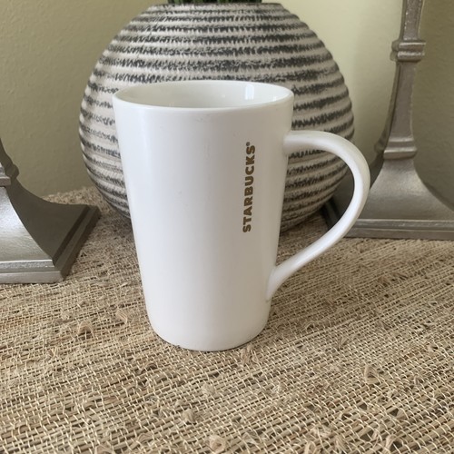 Starbucks Simplicity Mug Tall Cup 2012 Pearl White w/Gold Letters 12oz - Picture 1 of 6