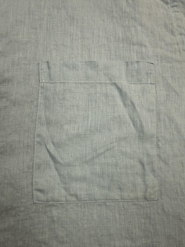 Neiman Marcus Shirt Mens Large Light Blue Linen Button Up Short Sleeve Casual - Picture 3 of 16
