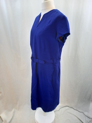 Boden Royal Blue Dress Knee Length Belt Cap Sleeve Lined Wool Size 22 Ex Con - Picture 14 of 21