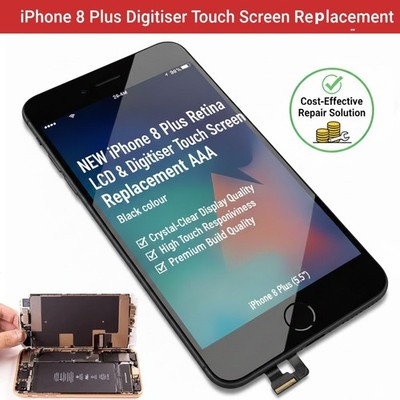 NEU iPhone 8 Plus Retina LCD & Digitizer Touchscreen Ersatz AAA - Schwarz