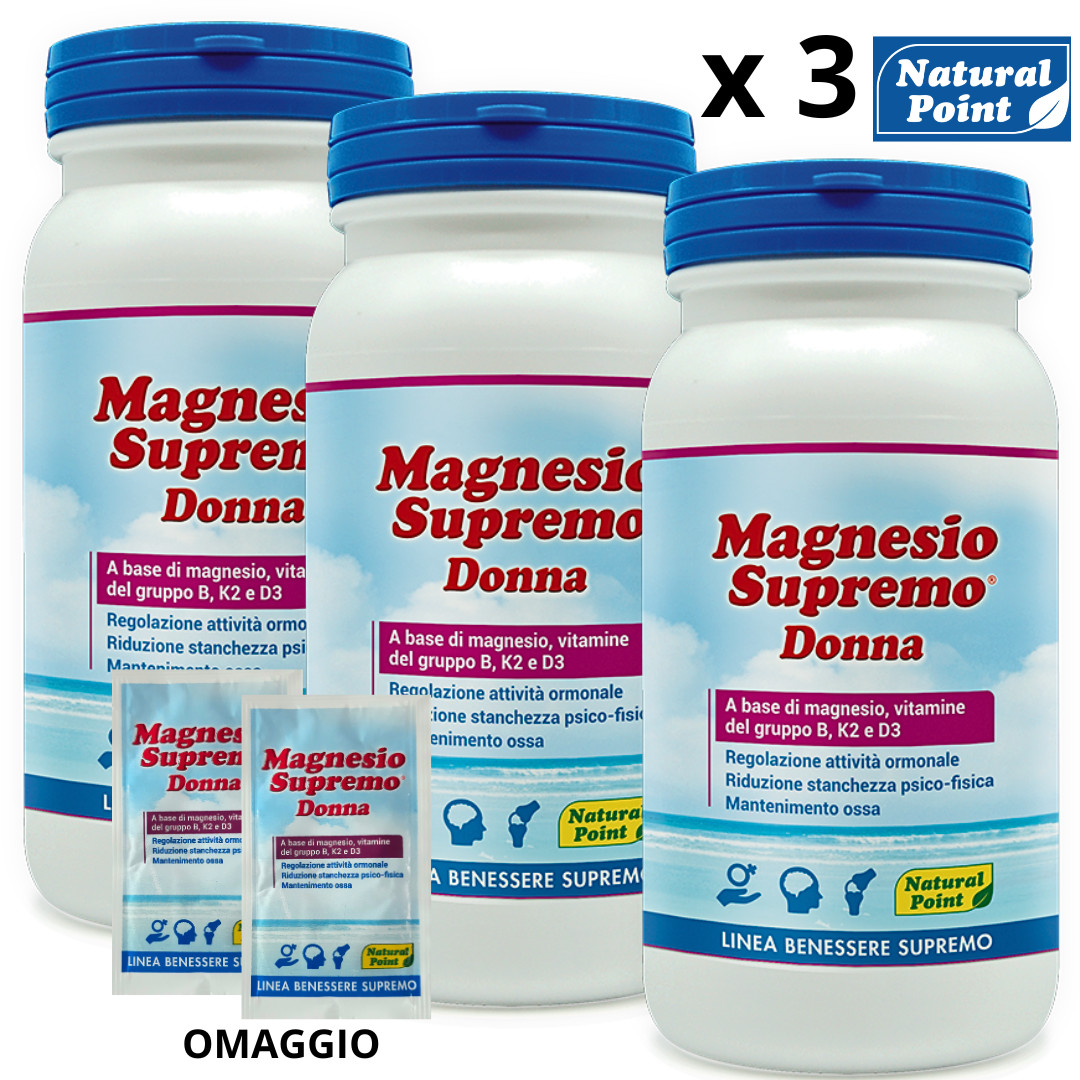 Kit Energia Donna: 3x Magnesio Supremo DONNA 450g + 2 Bustine Gratis